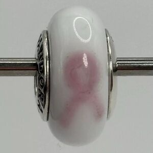 Pandora Breast Cancer Pink Ribbon Murano Rare Authentic